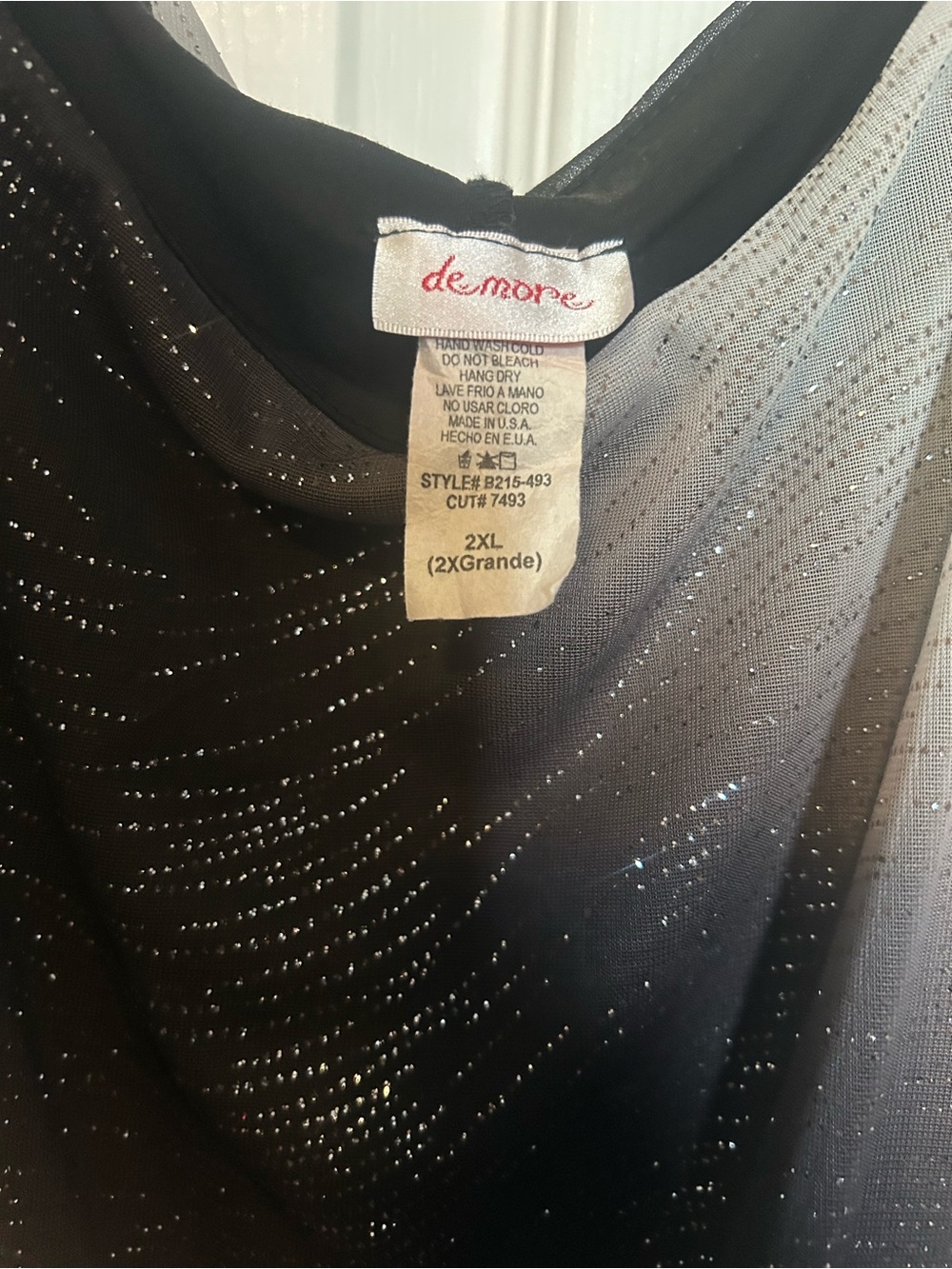 Demore Black Sparkle Mesh Overlay Top
